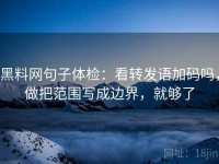 黑料网句子体检：看转发语加码吗，做把范围写成边界，就够了