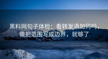 黑料网句子体检：看转发语加码吗，做把范围写成边界，就够了