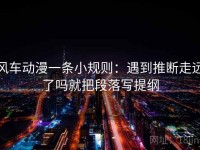 风车动漫一条小规则：遇到推断走远了吗就把段落写提纲